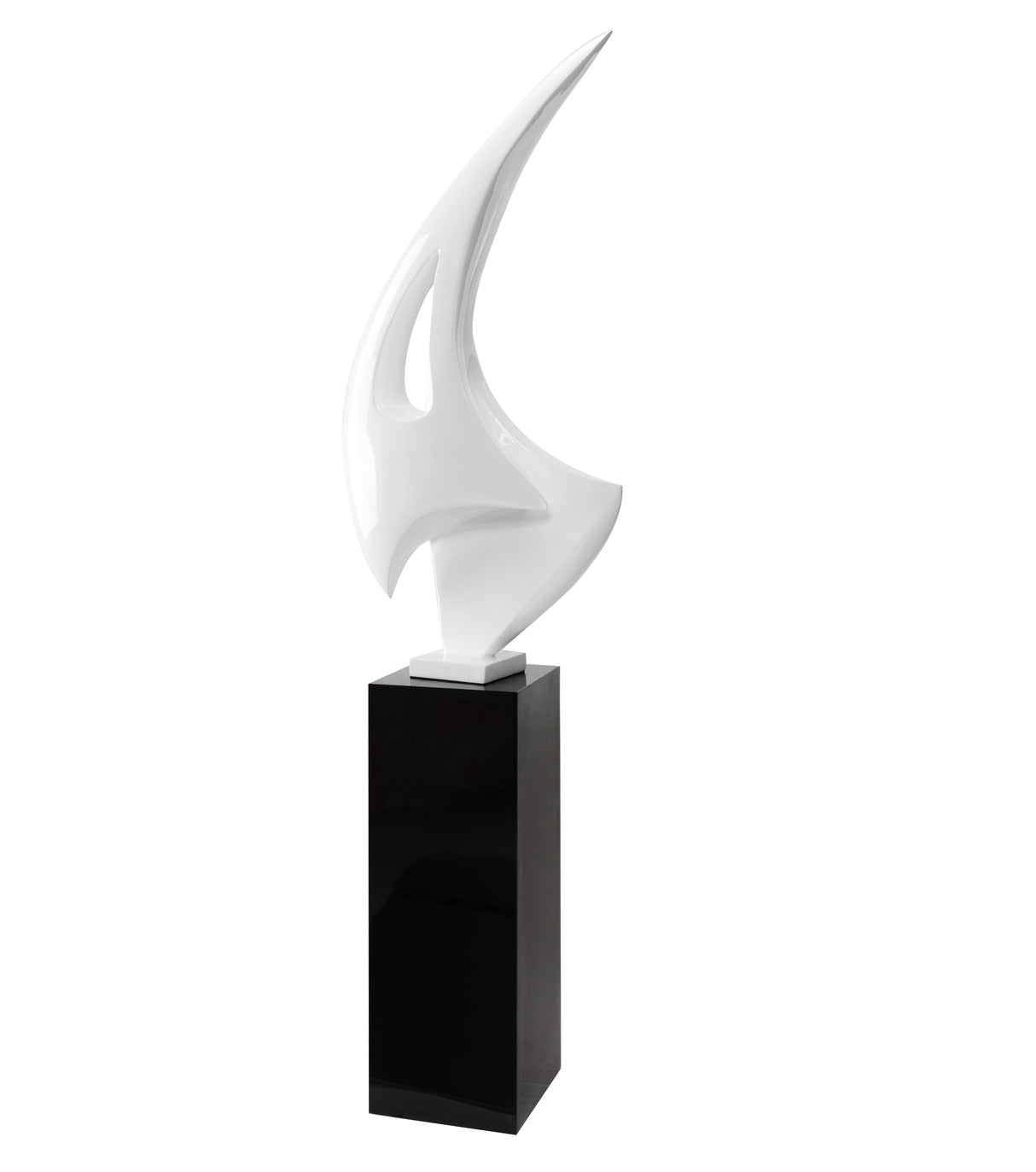 Sail Floor Sculpture With Black Stand 70" Tall // White  | Finesse - Home Elegance USA
