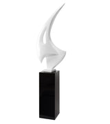Sail Floor Sculpture With Black Stand 70" Tall // White  | Finesse - Home Elegance USA