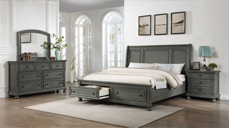 Modern Style 4PC King Bedroom Set Made with Wood & Rustic Gray Finish