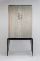 Artmax 2708-S Cabinet | Hand-Painted Silver Fluted Accent Storage Cabinet
