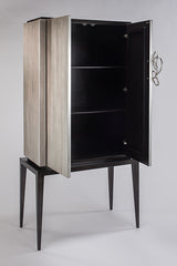 Artmax 2708-S Cabinet | Hand-Painted Silver Fluted Accent Storage Cabinet
