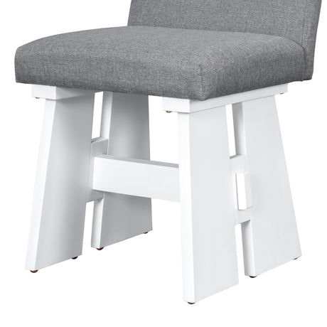 TOPMAX Modern 7-Piece Dining Table Set with 6 Upholstered Dining Chairs, Dark Gray+White - sold by Home Elegance USA