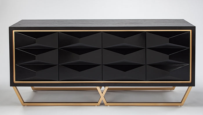 Black Wood Veneer Cabinet 2710-S and Gold Metal Legs – Artmax - Home Elegance USA
