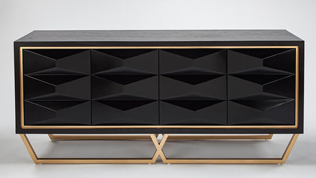 Black Wood Veneer Cabinet 2710-S and Gold Metal Legs – Artmax - sold by Home Elegance USA