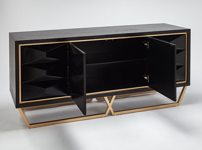 Black Wood Veneer Cabinet 2710-S and Gold Metal Legs – Artmax - Home Elegance USA