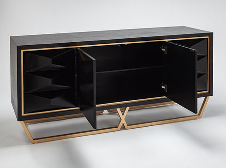 Black Wood Veneer Cabinet 2710-S and Gold Metal Legs – Artmax - sold by Home Elegance USA