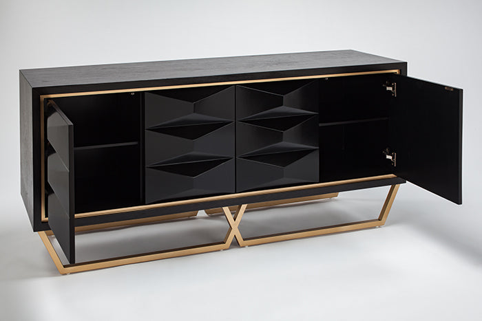 Black Wood Veneer Cabinet 2710-S and Gold Metal Legs – Artmax - Home Elegance USA