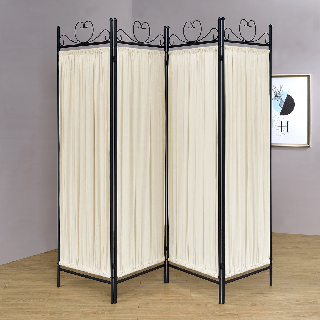 Dove 4 - panel Folding Screen Beige and Black - 2710 - image - 2