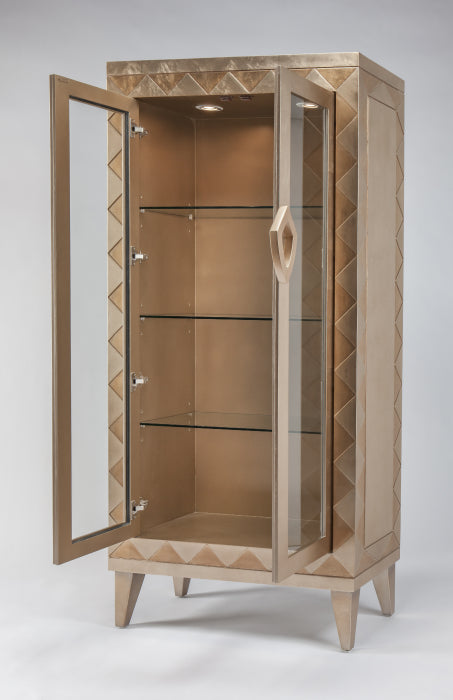 Decorative cabinet with glass doors on a white background