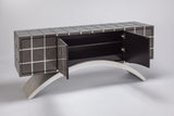 Artmax 2712-S Cabinet | 72-Inch Hand-Painted Smoky Gray Checker Design Storage Cabinet
