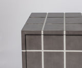 Artmax 2712-S Cabinet | 72-Inch Hand-Painted Smoky Gray Checker Design Storage Cabinet