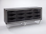 Artmax 2715-S Cabinet | 72-Inch Hand-Painted Black Spike Design Storage Cabinet