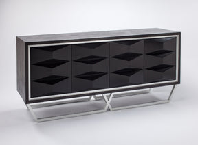 Artmax 2715-S Cabinet | 72-Inch Hand-Painted Black Spike Design Storage Cabinet