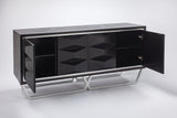 Artmax 2715-S Cabinet | 72-Inch Hand-Painted Black Spike Design Storage Cabinet