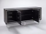 Artmax 2715-S Cabinet | 72-Inch Hand-Painted Black Spike Design Storage Cabinet