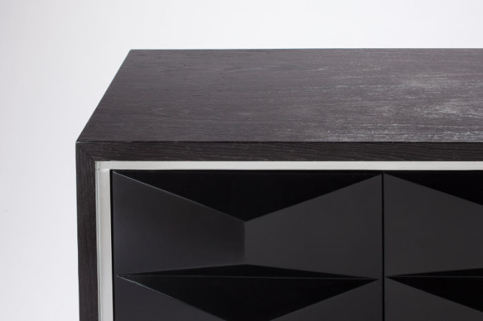 Artmax 2715-S Cabinet | 72-Inch Hand-Painted Black Spike Design Storage Cabinet