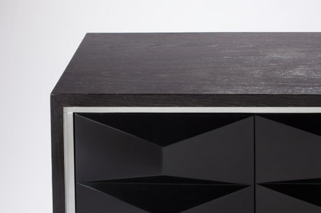 Artmax 2715-S Cabinet | 72-Inch Hand-Painted Black Spike Design Storage Cabinet