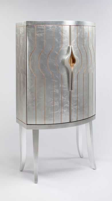 Artmax 2720 Silverleaf Cabinet with Etched Gold Lines | 2720-S2