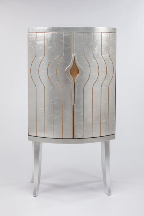 Artmax 2720 Silverleaf Cabinet with Etched Gold Lines | 2720-S2