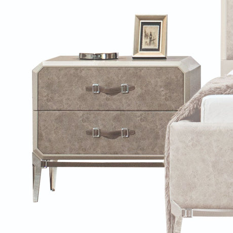 Acme - Kordal Nightstand 27203 Vintage Beige Synthetic Leather