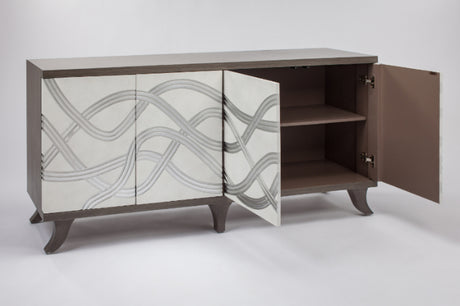Frosty White & Silver Carved Cabinet 2721-S with Optional Wall Mirror – Artmax - sold by Home Elegance USA