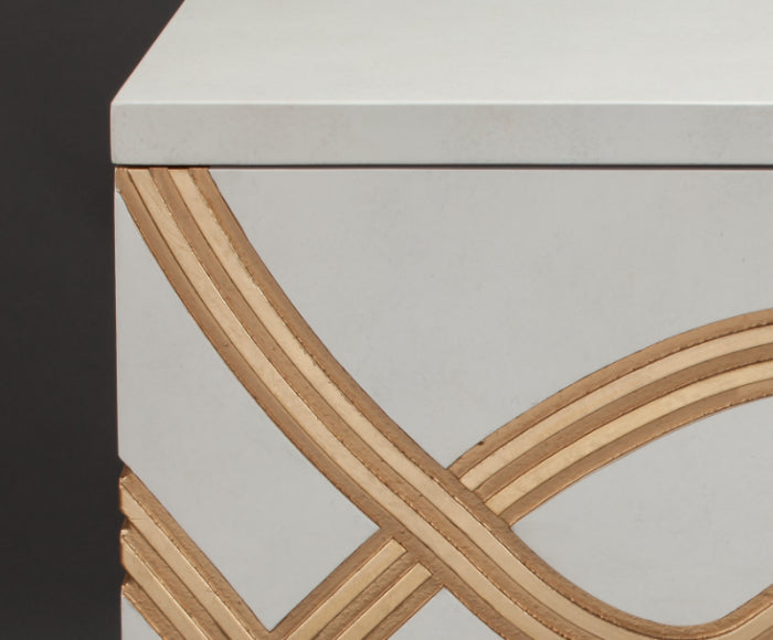 Frosty White with Gold Detail Buffet With Optional Wall Mirror | Artmax - Home Elegance USA