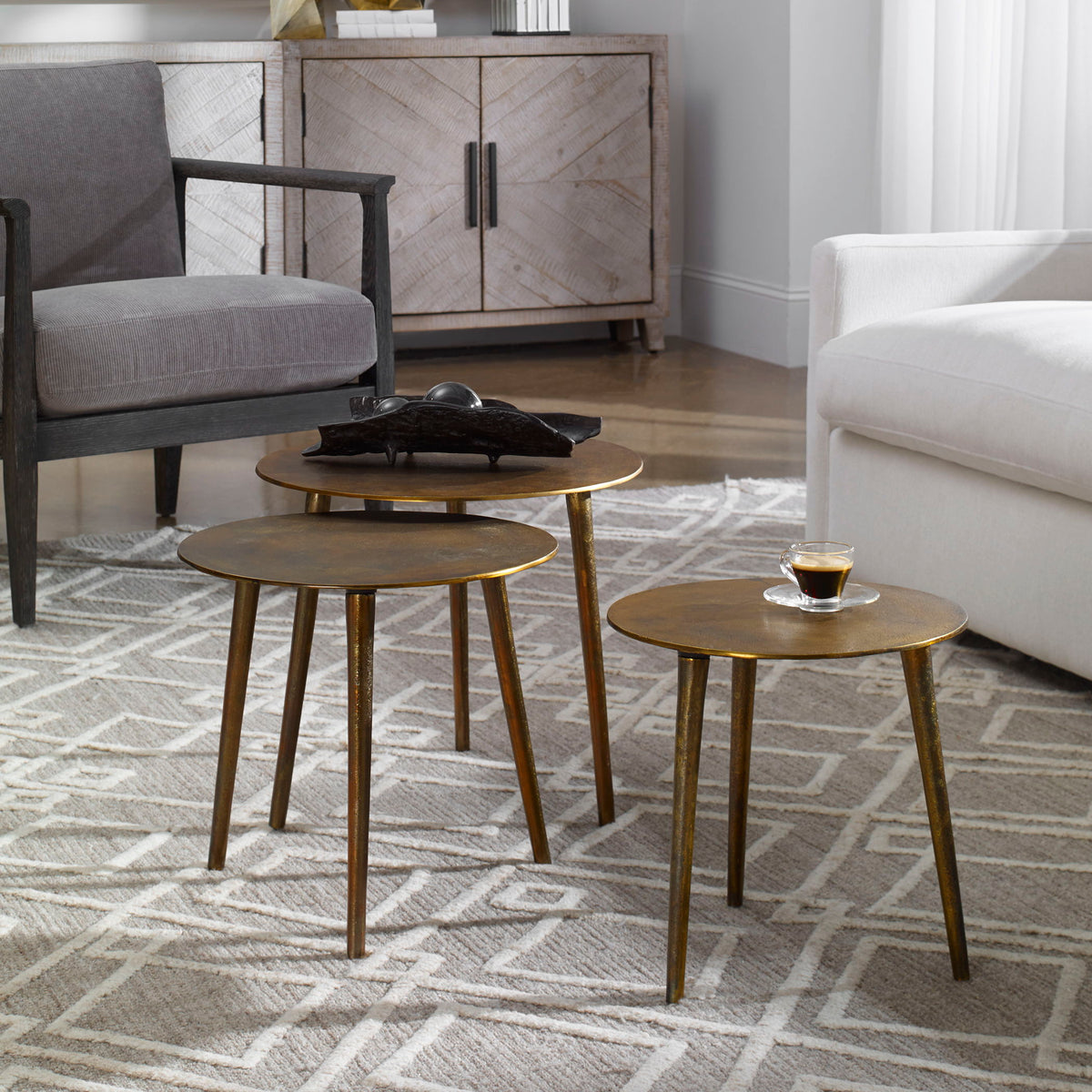 Kasai Coffee Tables (Set of 3) Gold - Light Brown by Uttermost - View 2