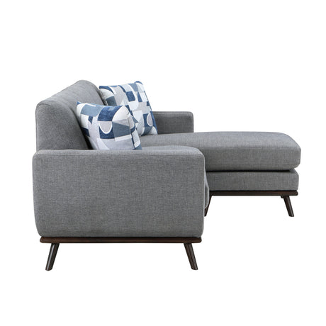 Solid Wood Reversible Sofa Chaise Gray Chenille Upholstered Decorative Pillows Mid-Century Modern Living Room Furniture 1pc - sold by Home Elegance USA