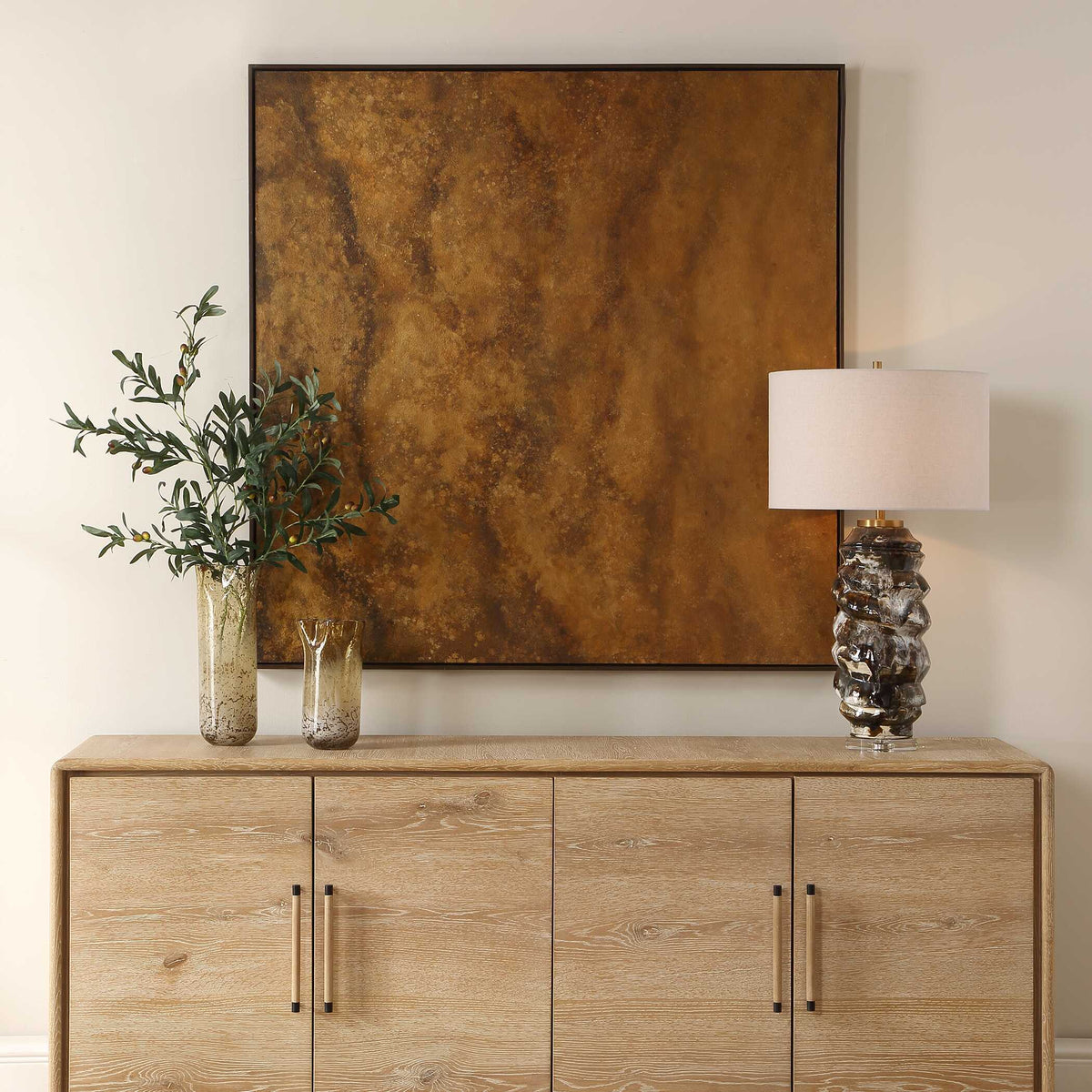 Burn Hand Painted Canvas Brown / Woodtone - Dark Brown by Uttermost - View 2