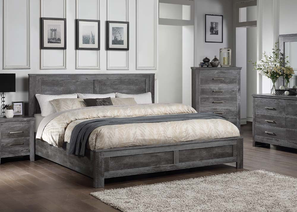 Acme - Vidalia EK Bed 27317EK Rustic Gray Oak Finish