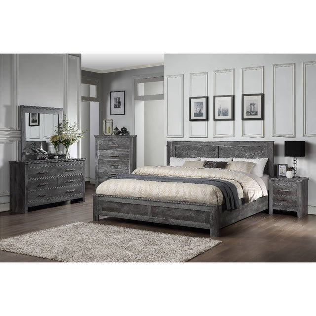 Acme - Vidalia Queen Bed 27320Q Rustic Gray Oak Finish