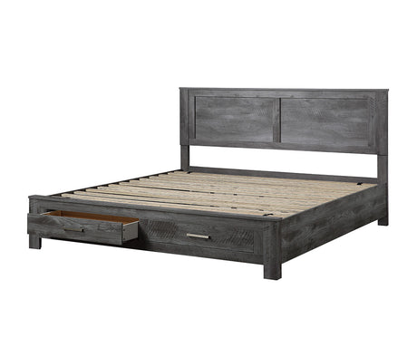 Acme - Vidalia EK Bed W/Storage 27327EK Rustic Gray Oak Finish