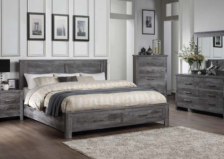 Acme - Vidalia EK Bed W/Storage 27327EK Rustic Gray Oak Finish