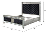 Acme - Varian CK Bed 27344CK Black Velvet & Mirrored