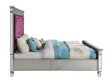 Acme - Varian CK Bed 27364CK Burgundy Velvet & Mirrored