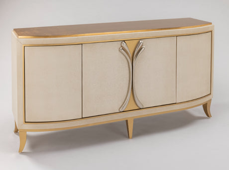 Bone Faux Leather Cabinet 2739-S with Goldleaf Trim – Artmax - sold by Home Elegance USA