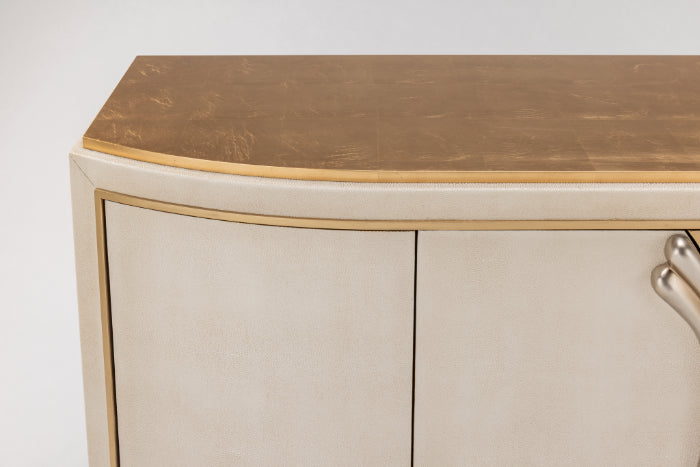 Bone Faux Leather Cabinet 2739-S with Goldleaf Trim – Artmax - Home Elegance USA