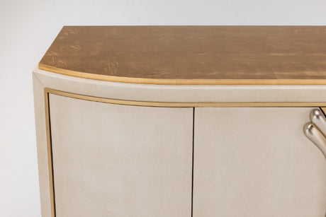 Bone Faux Leather Cabinet 2739-S with Goldleaf Trim – Artmax - sold by Home Elegance USA