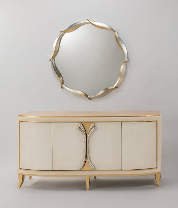 Bone Faux Leather Cabinet 2739-S with Goldleaf Trim – Artmax - Home Elegance USA