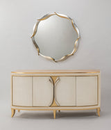 Bone Faux Leather Cabinet 2739-S with Goldleaf Trim – Artmax - Home Elegance USA