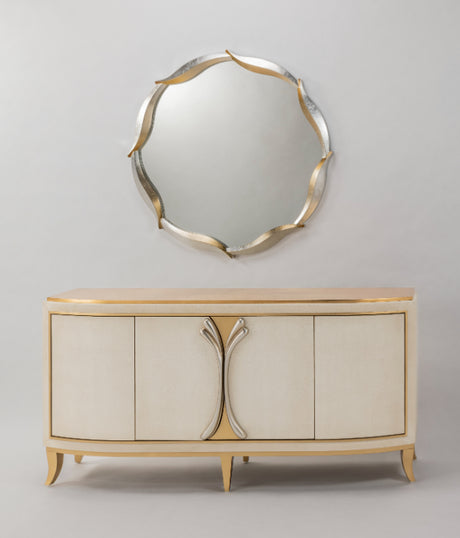 Bone Faux Leather Cabinet 2739-S with Goldleaf Trim – Artmax - Home Elegance USA