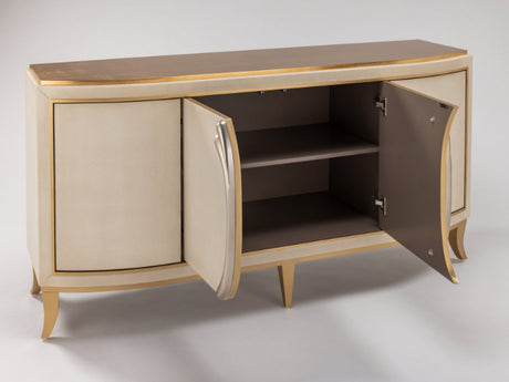 Bone Faux Leather Cabinet 2739-S with Goldleaf Trim – Artmax - sold by Home Elegance USA