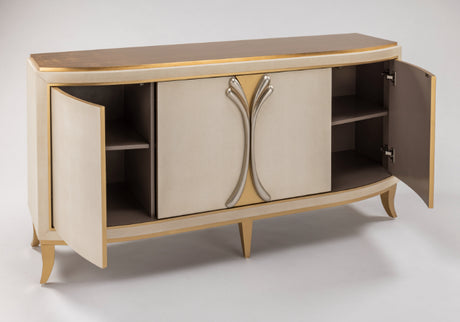 Bone Faux Leather Cabinet 2739-S with Goldleaf Trim – Artmax - sold by Home Elegance USA