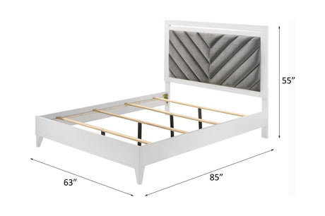 Acme - Chelsie Queen Bed 27390Q Gray Fabric & White Finish