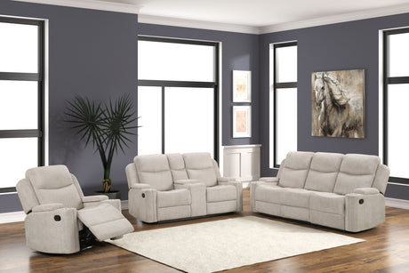 Galya 3 Pcs Light Gray Chenille Living Room Set (Sofa, Loveseat, Chair)