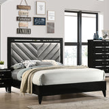 Acme - Chelsie EK Bed 27407EK Gray Fabric & Black Finish