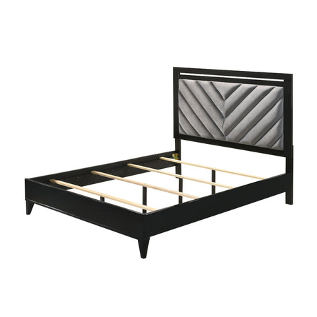 Acme - Chelsie EK Bed 27407EK Gray Fabric & Black Finish