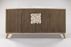 Light Toasted Oak Fluted Cabinet with Marble Top & Optional Mirror 2741-S – Artmax - sold by Home Elegance USA