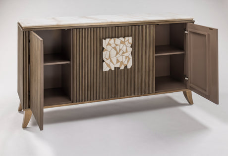 Light Toasted Oak Fluted Cabinet with Marble Top & Optional Mirror 2741-S – Artmax - sold by Home Elegance USA