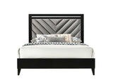 Acme - Chelsie Queen Bed 27410Q Gray Fabric & Black Finish